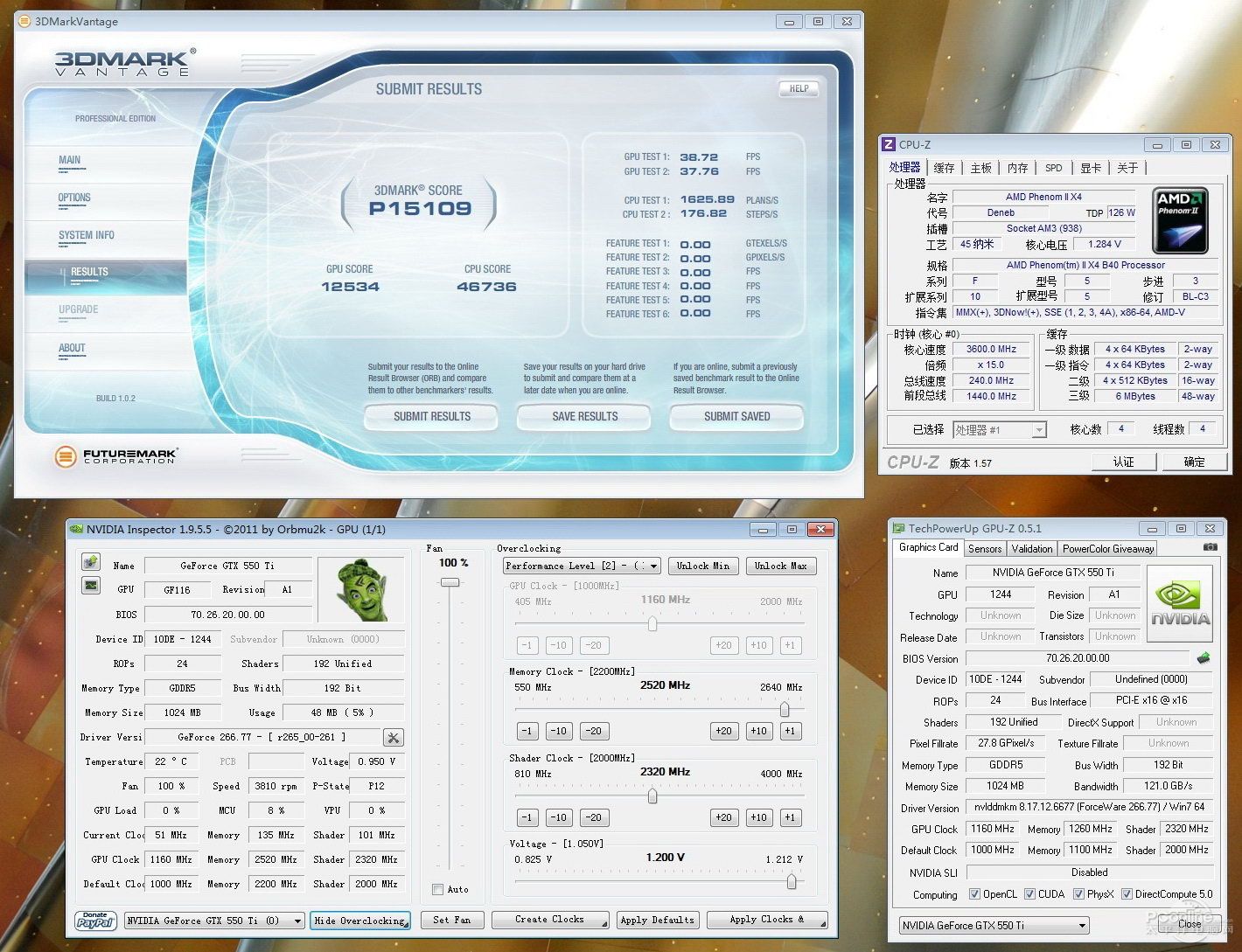 超强gtx550ti!创1160mhz风冷超频成绩