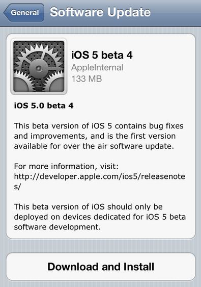 iOS 5 Beta 4 OTA