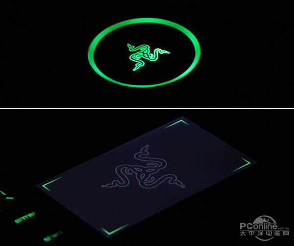 razer blade pro电源键与触摸屏(板)背光设计,电源键表面附有雷蛇logo