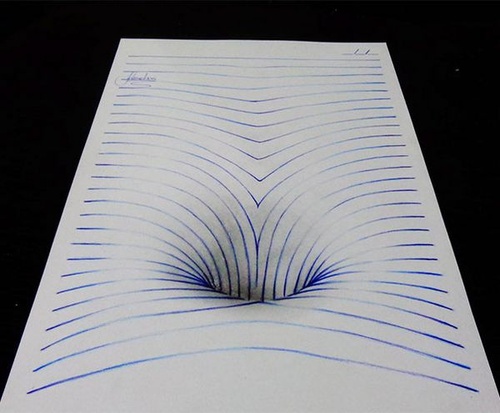 逼真得掉渣!超酷炫的蓝色横条3d手绘画
