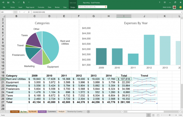 office 2016 excel界面
