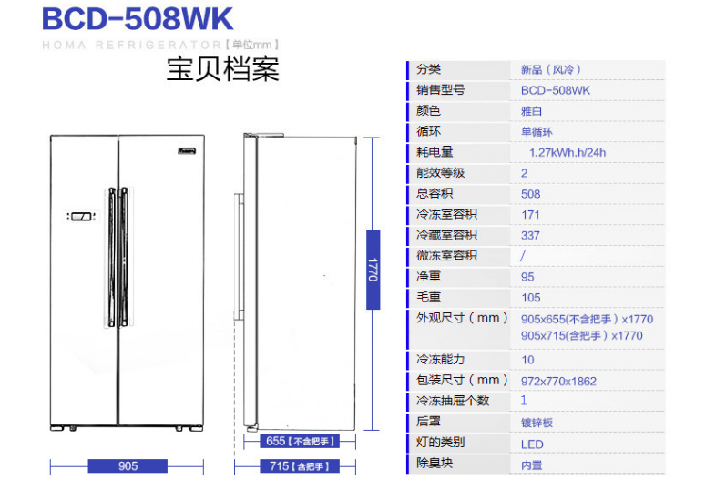 奥马对开门冰箱bcd-508wk苏宁畅爽体验