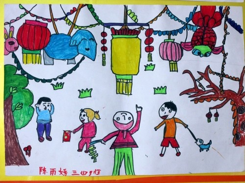 小学生春节图画作品欣赏