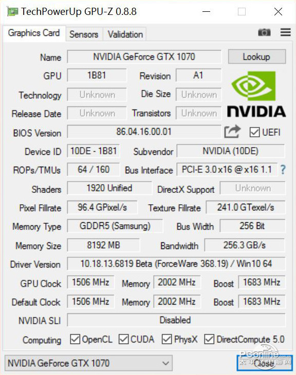 NVIDIA GeForce GTX 1070ͼ