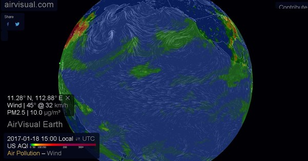 全球空气污染实时地图 帮你获取全球空气污染状况