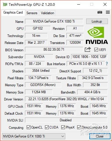 耕升 gtx1080ti 追风 参数对比