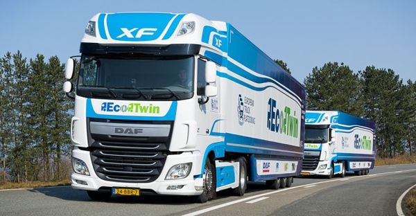 新闻配图:参加欧洲卡车车队挑战赛的 daf ecotwin