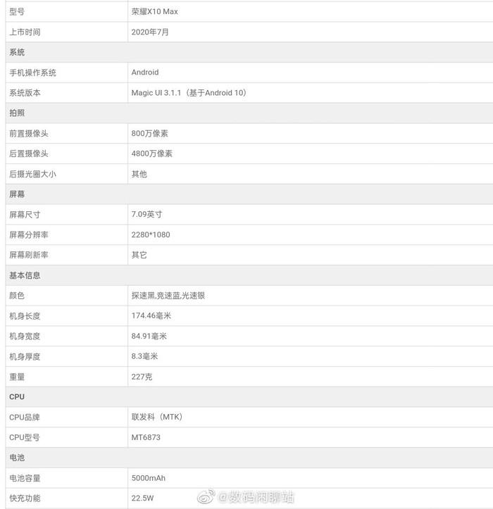 5g手机荣耀x10 max发布会要来:这些配置亮点提前看