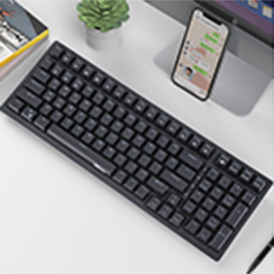 RK98机械键盘无线2.4G有线蓝牙三模键盘笔记本家用办公台式机游戏键盘100键98配列RGB背光白色茶轴