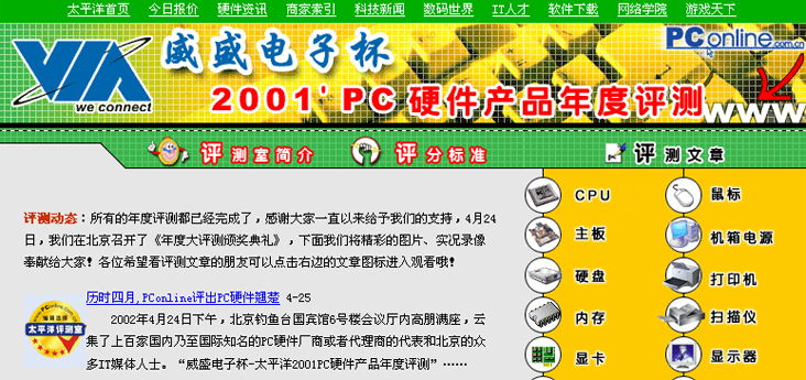 2001年PConline第一届年度评测