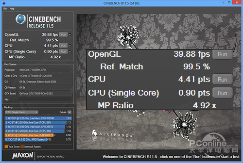 msi微星GT70 2OD-061CNCinebench测试成绩