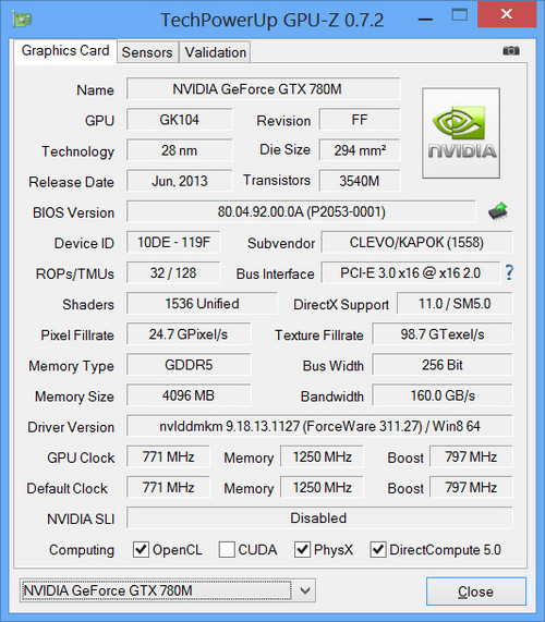 神舟K680C-i7 D2独显详细信息