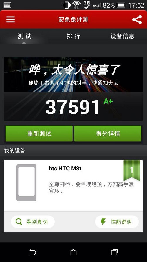 HTC M8电信版M8跑分