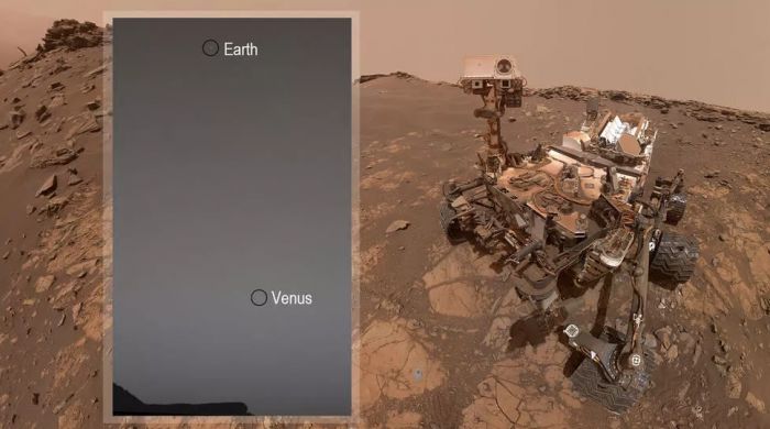NASA好奇号探测器从火星上捕捉到地球和金星的照片