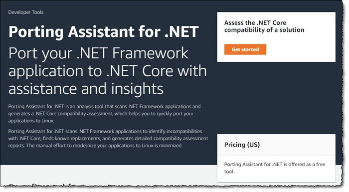 亚马逊云服务推出.NETCore迁移助手工具