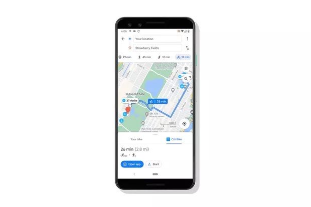 谷歌地图更新支持有桩共享单车的线路导航