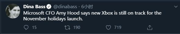微软CFO表示：新Xbox主机将于11月假期到来