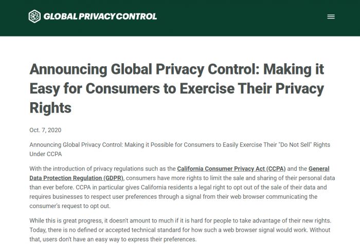 “全球隐私控制”：一项帮助人们行使权利的新举措