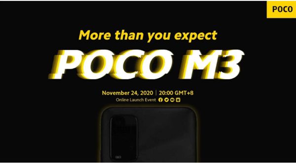 小米POCOM3将于11月24日发布配6000mAh超大电池