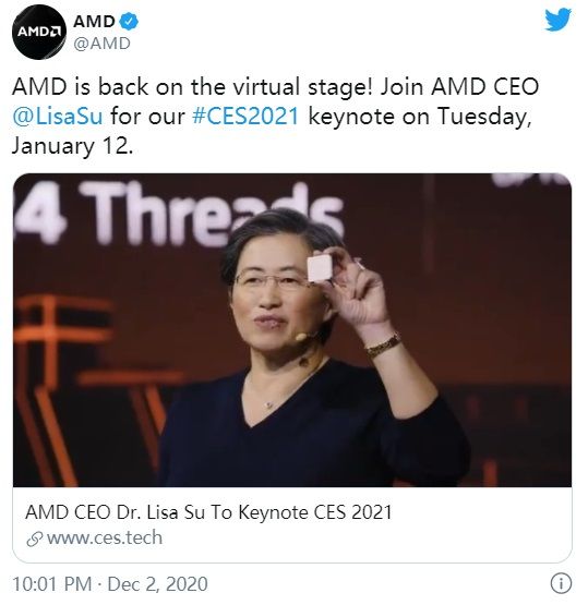 锐龙5000移动处理器要来了：AMD苏姿丰发表演讲