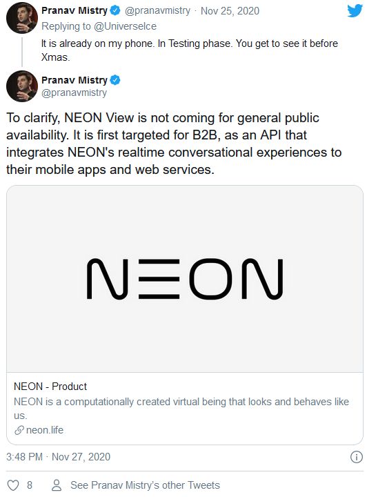 三星新概念AI助手NEON有望随GalaxyS21Ultra发布