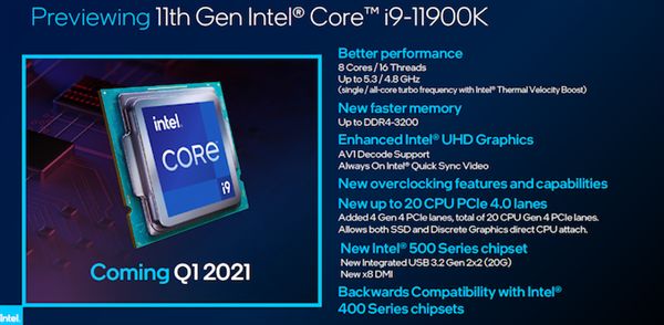 Intel酷睿i9-11900K、Z590主板公布：IPC提升19%