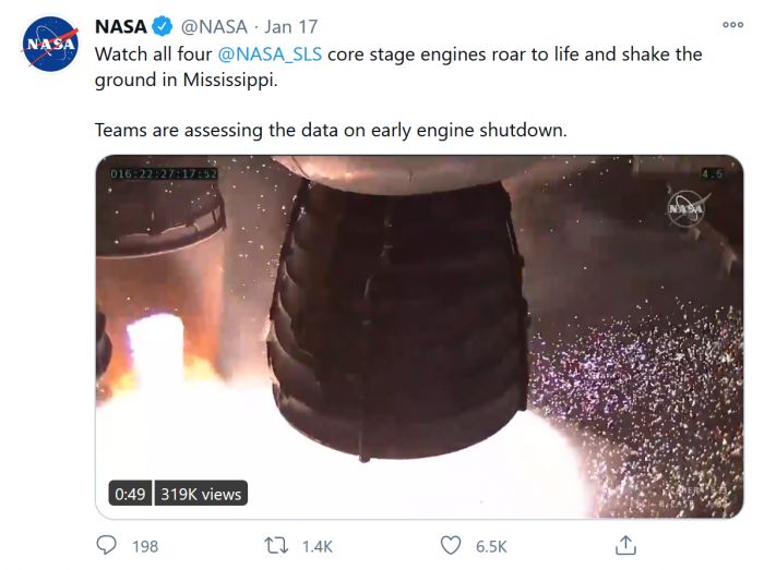 NASASLS项目再遇阻：火箭核心级测试遭遇失败