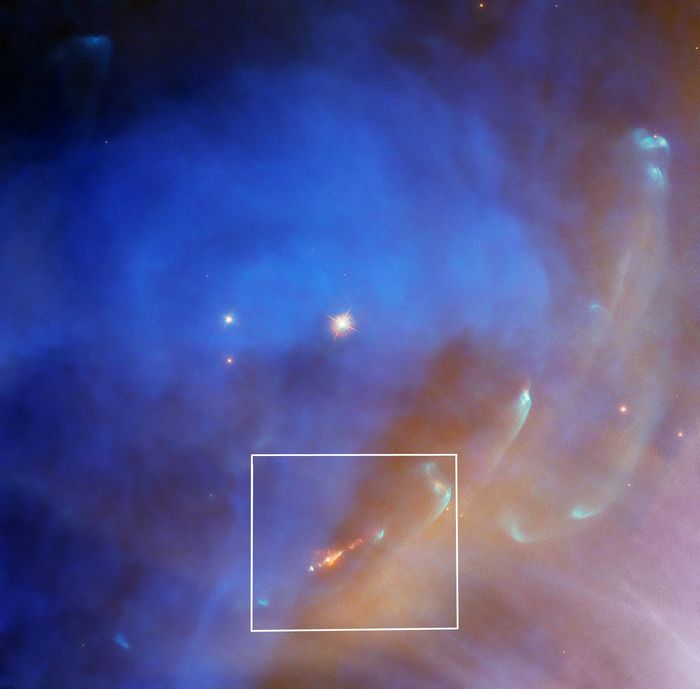 延伸11多万亿英里：哈勃在NGC1977中发现脉冲式恒星喷流