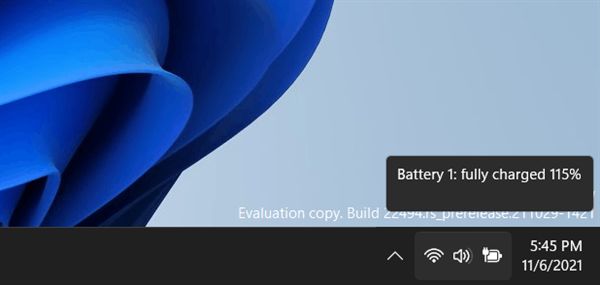 Windows11诡异Bug终被解决：电池充到100%以上计量爆表