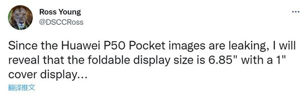 华为P系列首款双屏旗舰！曝P50Pocket主屏为6.85英寸