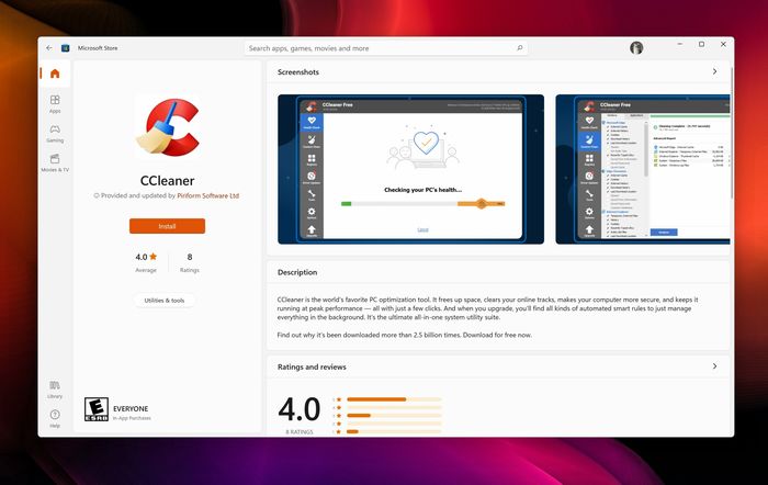 CCleaner现在可以在Windows11微软商店中获取到