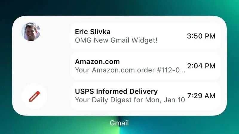 iOS端Gmail应用更新：新增小部件可显示3封邮件