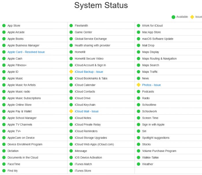 苹果iCloud故障导致部分服务区域速度缓慢或无法使用