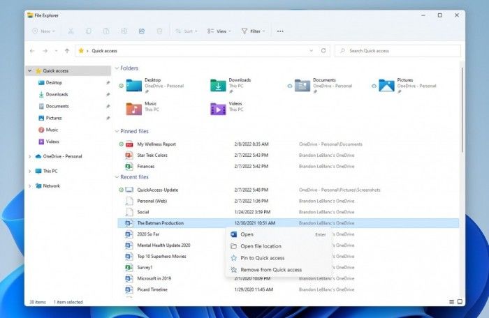 Windows11文件资源管理器迎来“快速访问”功能改进