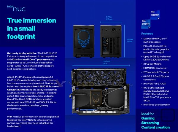 Intel12代NUC迷你机至尊版泄露：首次可升级CPU