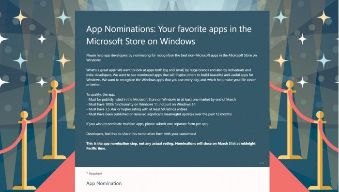 微软MicrosoftStore“最受用户喜爱的应用程序”正接受提名