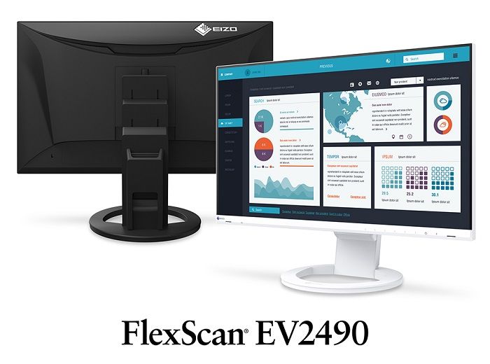EIZO发布FlexScanEV2490显示器附带70W多功能USB-C扩展坞