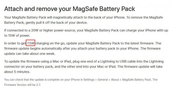 MagSafe外接电池获新固件充电功率从5W提升至7.5W