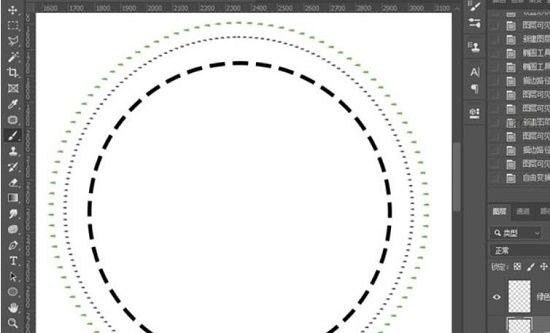 ps画空心圆环虚线框教程