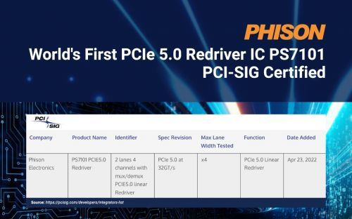 群联推出全球首款PCI-SIG认证PCIe5.0RedriverICPS7101