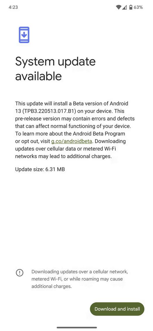 Google发布Android13Beta3.1修复忘加测试反馈应用的单一问题